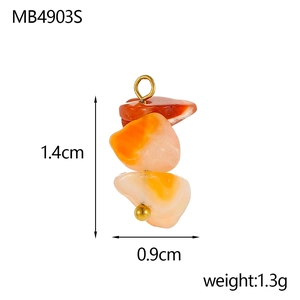 French Bohemian titanium steel irregular colorful stone pendant earring accessory