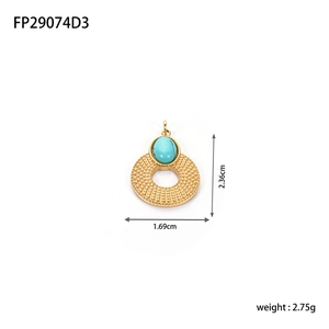 Vue détaillée d'un pendentif turquoise avec dimensions précises et spécifications