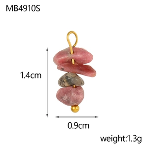 Detail shot of purple stone pendant charm with gold wire and size 1.4cm by 0.9cm