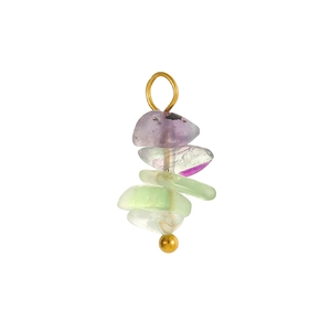 Detail of colorful irregular natural stone pendant with gold ring for jewelry DIY