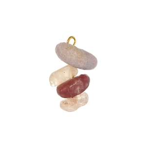 Detail of colorful irregular natural stones and golden ring pendant for jewelry making