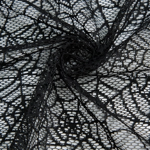 Halloween black lace spider web curtain fabric with intricate mesh patterns for party decor
