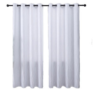 White semi-sheer vertical stripe jacquard curtains with grommet top for living room