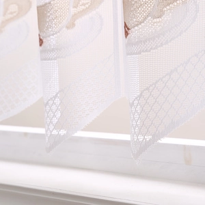 Nordic white lace floral cafe curtain with elegant mesh texture for cabinet decor