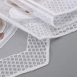 White lace cafe curtain with mesh texture and hollow embroidery for kitchen cabinets