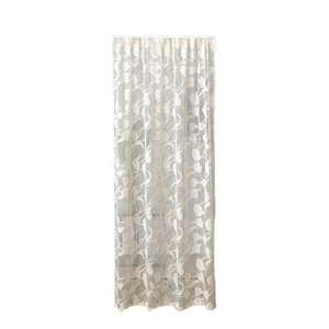 Modern beige tulip lace door curtain with elegant floral embroidery for home decor