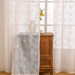 Minimalist branch lace curtains with branch pattern for living room window decoration