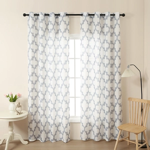 Modern Geometric Quatrefoil Print Curtains Grommet Top Polyester Semi Shading Window Drapes For Living Room Bedroom Office