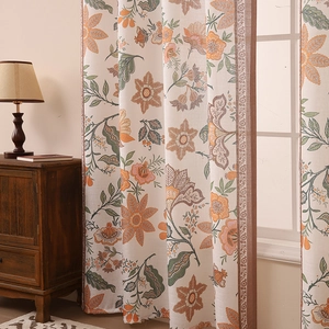 Modern plant print semi-blackout curtains for living room featuring vintage floral patterns