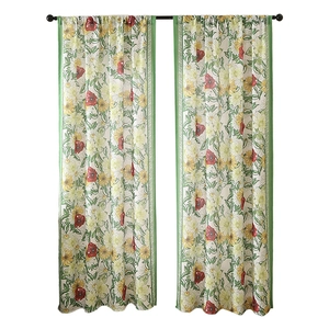 Set of two semi-blackout curtains with modern floral print and rod pocket design