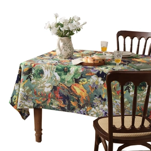 Vintage oil painting floral tablecloth waterproof and oil-proof rectangular table cover