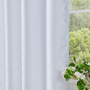 Rideaux occultants gris clair élégants avec motif jacquard de laurier pour fenêtres
