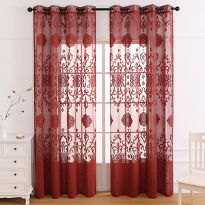 Modern Minimalist Lace Sheer Curtains Damask Jacquard Grommet Top Polyester Window Treatments For Living Room Bedroom Panels