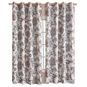 Floral blackout curtains set with grommet top in vintage aesthetic for windows