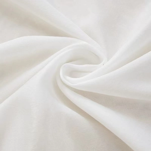 Elegant white velvet sheer curtain fabric showing luxurious soft texture and silk-like draping