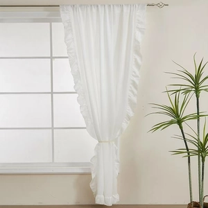 White Ruffle Sheer Curtains Romantic French Style Translucent Cotton Velvet Splicing Gauze Curtain For Bedroom Living Room