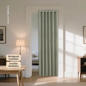 Nordic Modern Simple Polyester Foldable Door Curtain Grommet Top Blackout Privacy Divider For Kitchen Bathroom Home Decor