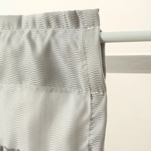 Silver-grey herringbone textured cafe curtain with rod pocket for American rural style