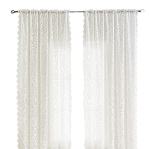 Tende in pizzo bianco retrò francese con bordi smerlati per decorazione camera da letto