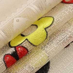 Country style American semi-curtain with balloon-style lace and vivid character embroidery