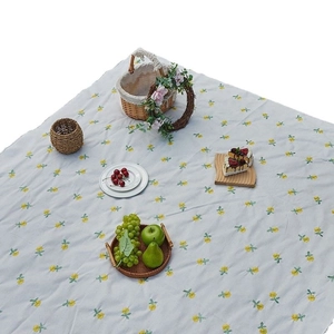 Waterproof picnic blanket with yellow floral pattern for outdoor camping and hiking