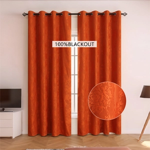 Modern Jacquard Floral Full Blackout Curtains Grommet Thermal Insulated Room Darkening Drapes For Bedroom Living Room