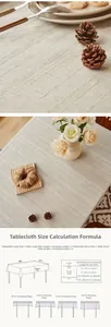 Guida alle taglie per tovaglia in lino crema con texture a righe e bordi a frange
