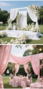 Nahaufnahme von hochwertigem, dickem Chiffon-Stoff für Hochzeitsbögen mit weicher Textur