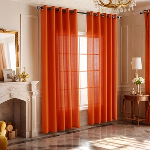 Modern Minimalist Vertical Stripe Grommet Sheer Curtains Polyester Cotton Blend Semi Shading Window Drapes For Living Room Bedroom