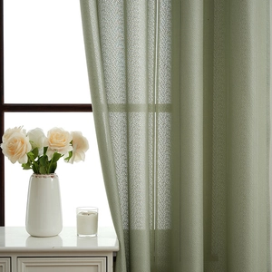 Light green vertical striped sheer curtain with elegant drape for bedroom and living room