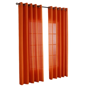 Orange vertical stripe sheer curtains with grommet top for modern home window decor