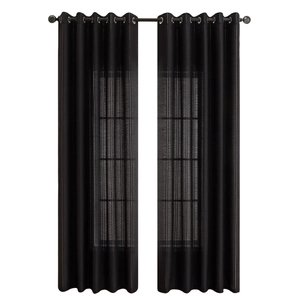 Modern black vertical stripe semi-sheer grommet curtains for living room window treatment