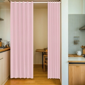 Nordic Minimalist Folding Door Curtain Polyester Fabric Partition Screen For Kitchen Bathroom Bedroom Privacy Decor Printed Hanging Curtain