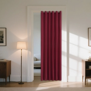 Rideau de porte pliant bordeaux avec œillets métalliques pour intérieur moderne