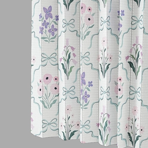 Floral print pleated folding curtain for kitchen and bathroom with elegant floral pattern