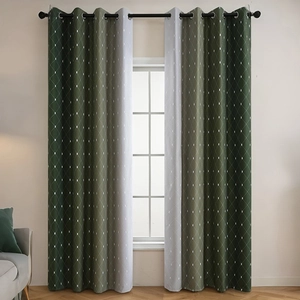 Tenda oscurante moderna con sfumatura e motivi geometrici per soggiorno con occhielli