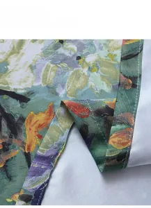 Détail du rideau de porte style peinture à l'huile avec couture fine et tissu double couche