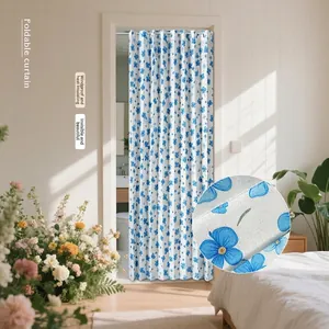 Fresh Polyester Foldable Door Curtain Printed Partition Drape For Kitchen Bathroom Bedroom Home Entrance Decoration