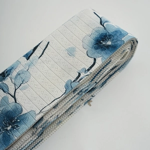 Chinese ink style blue flower printed folding door curtain made of durable woven polyester