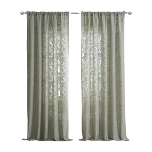 French vintage green lace curtains with floral patterns for living room decor