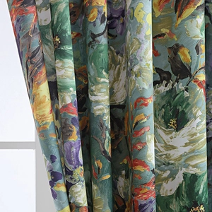 Rideau de porte style peinture à l'huile florale vintage avec motifs botaniques denses