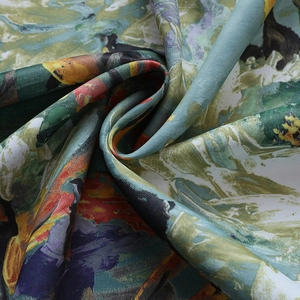 Rideau de porte vintage américain avec imprimé floral à l'huile et plis de tissu doux