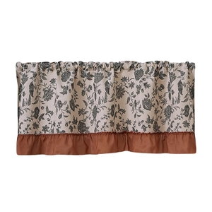 Vintage floral coffee curtain with ruffled edge and bird patterns for home decor