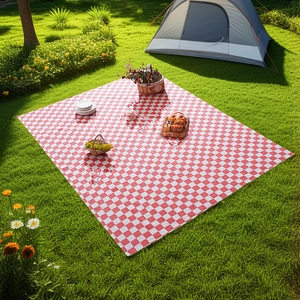 Portable Waterproof Outdoor Picnic Mat American Style Checkerboard Plaid Moisture Proof Camping Blanket Rug For Park Beach