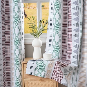 Nordic minimalist blackout curtains with colorful geometric patterns for bedroom windows