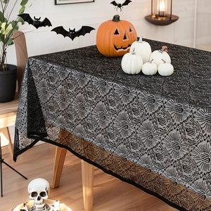 Halloween black lace spider web tablecloth for party dining table decor
