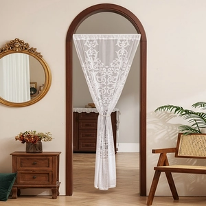 French lace door curtain with floral patterns for elegant home room partition