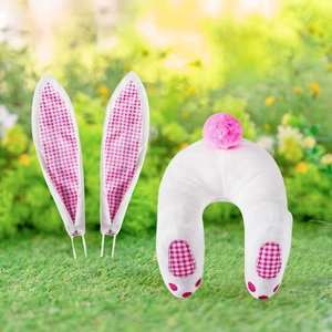 Ostern Hase Dekoration Zubehör Plüsch Kaninchen Ohren und Hasenpo Hängende Verzierung Für Garten Rasen Mall Party Requisiten