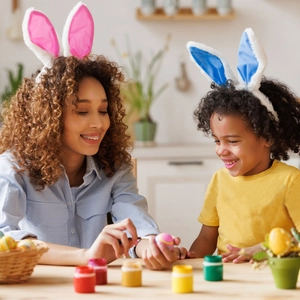 Serre-têtes oreilles de lapin en peluche rose et bleu pour décoration de Pâques