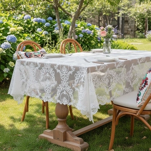 Vintage French Retro Lace Tablecloth Polyester Damask Pattern Rectangular Washable Anti Slip Table Cover Home Wedding Decor